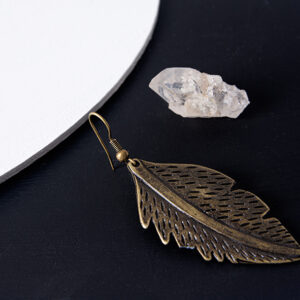 Boucles d'oreilles Feuille et Quartz blanc