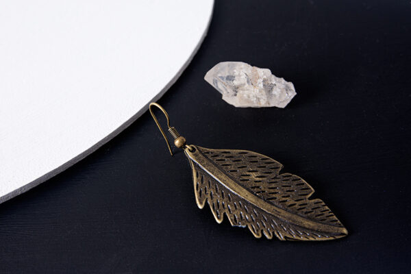 Boucles d'oreilles Feuille et Quartz blanc